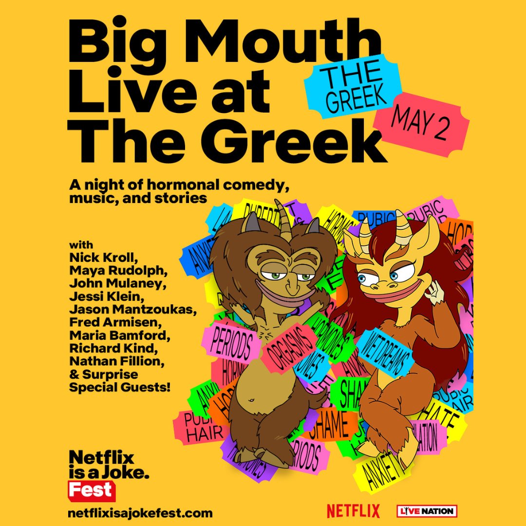 LA!! Get thee to the Greek for @bigmouth with @NetflixIsAJoke!! Info and tickets here-> bit.ly/3VYtIJy