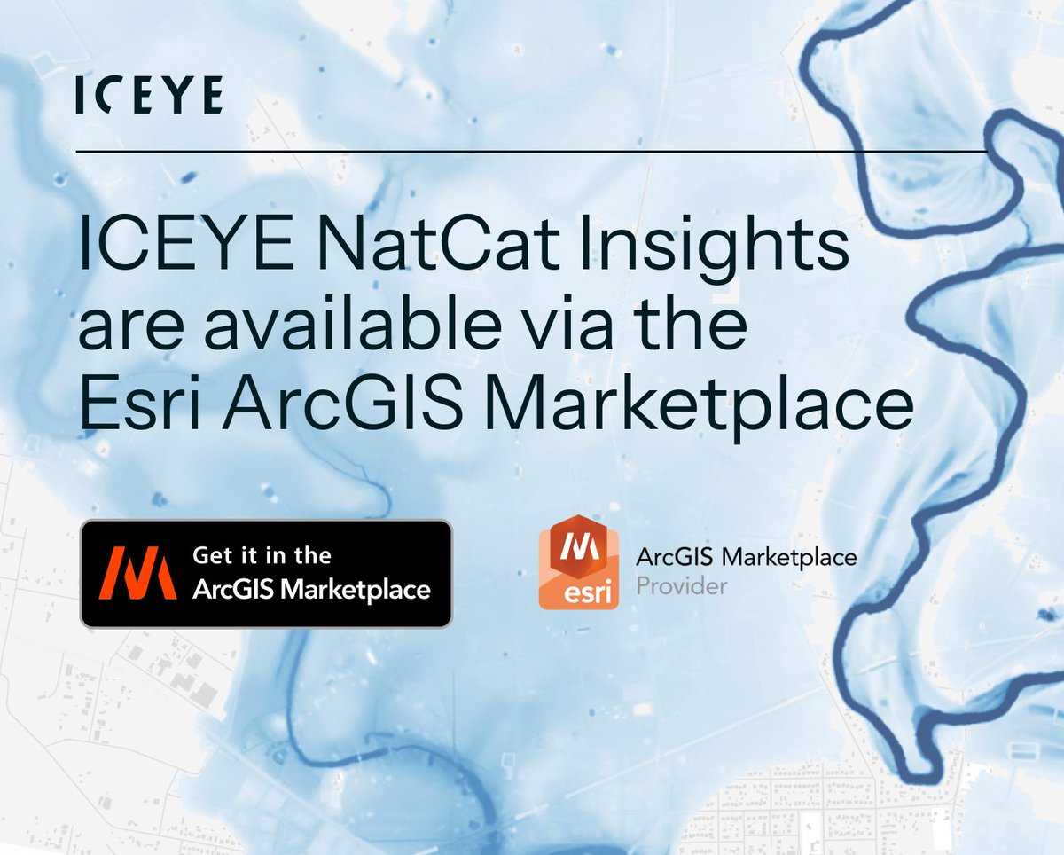 Federal, state, and local governments can now access ICEYE's disaster intelligence through <a href="/Esri/">Esri</a>'s ArcGIS Marketplace. Integrate high-resolution flood &amp; wildfire impact layers to support your community response, recovery, and resilience efforts: hubs.li/Q02sSW3m0.