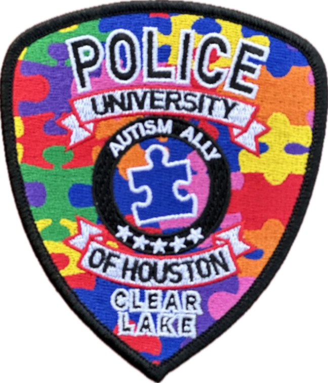 UHCLPD's tweet photo. During National Autism Awareness Month, the UHCL PD honors these individuals and their teachers at our UHCL and UHCL-Pearland Center for Autism and Developmental Disabilities by wearing a special police department patch. https://t.co/bPBnluNdoH