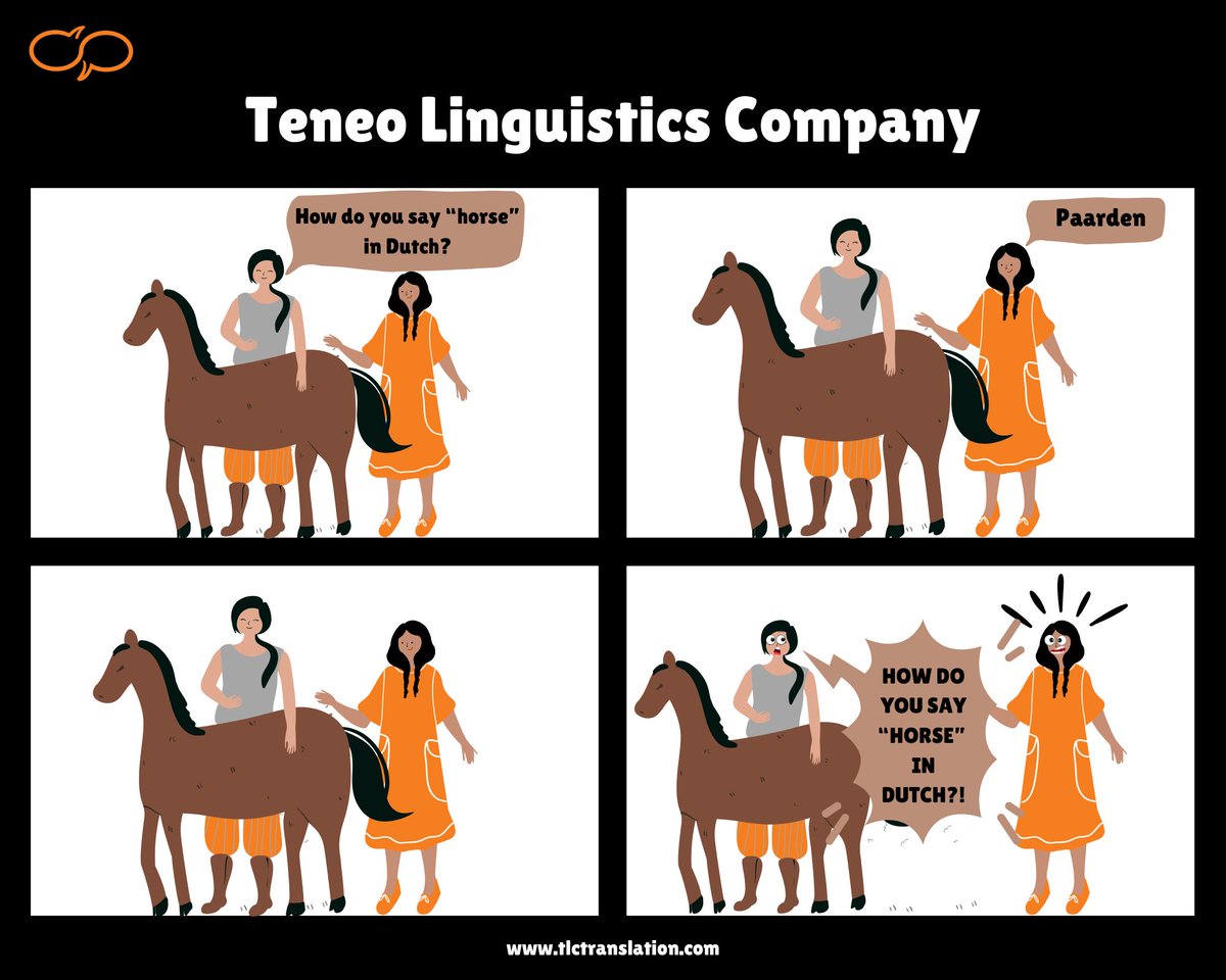 A little language humor to kickstart your week! #LanguageLaughs
#languageservices #translation #interpreting #dutch #languagehumor #comic #horseindutch #languagematters #culture #horse #comicstrip #humor #languageexperts #logophile #languagesolutions #globalgoals