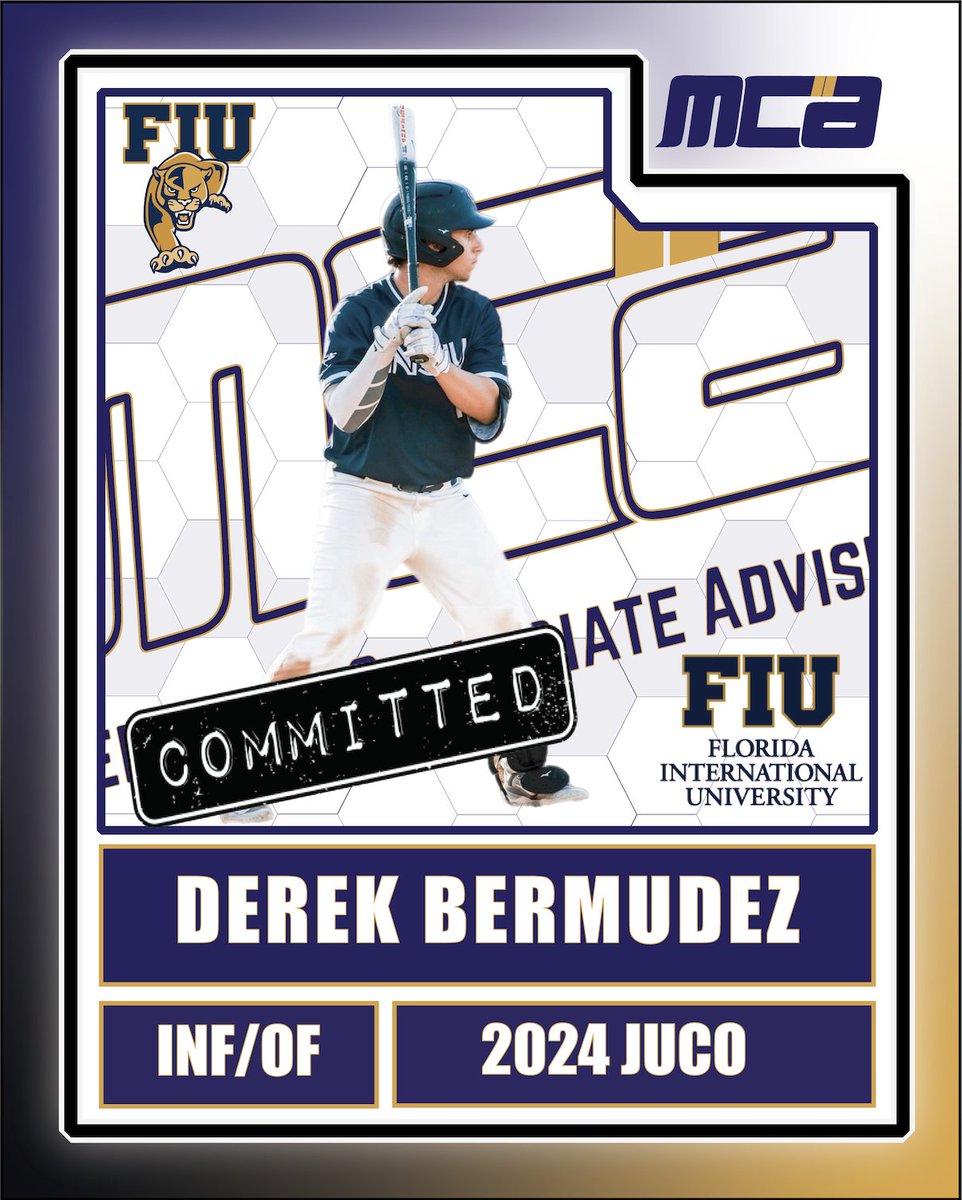 Congratulations to @DerekBermudez4 for his commitment to @FIUBaseball in Miami, FL. Wishing Derek a successful career at Florida International University. #mcabaseball#collegebaseball #collegeadvising #ncaabaseball #fiubaseball