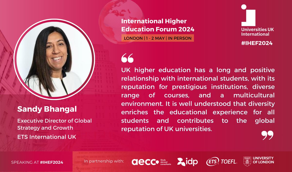 💭 Some interesting thoughts on diversifying international student recruitment with Sandy Bhangal's latest #IHEF2024 blog: loom.ly/gdSjWUI Check out the agenda and secure one of the remaining places at Senate House 🏢 loom.ly/uiLMcU4