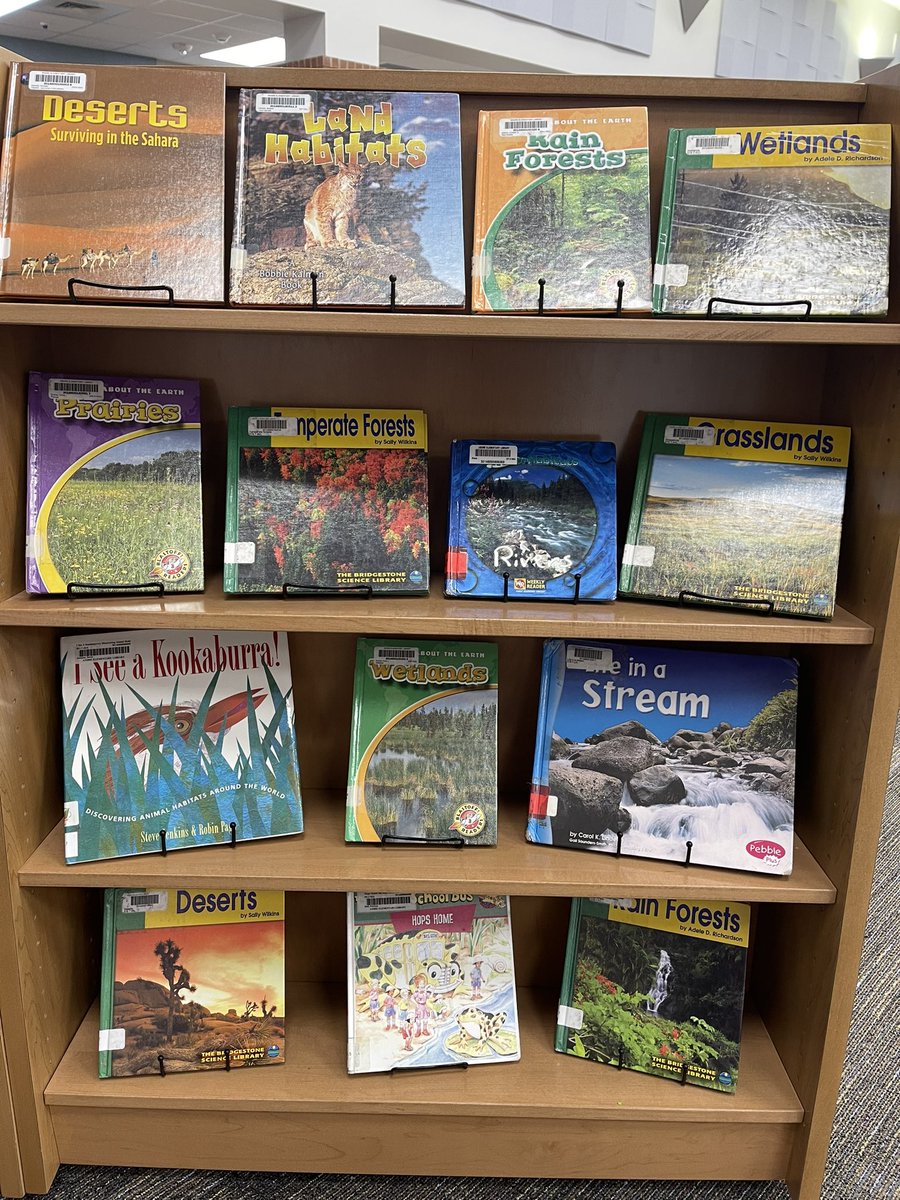 With STAAR testing happening, it’s time to take down the library’s habitat bulletin board. A variety of ecosystems were displayed in pictures and with books. Students could do the vocabulary scramble and check their answers. @CFISDAndre @CyFairLibraries