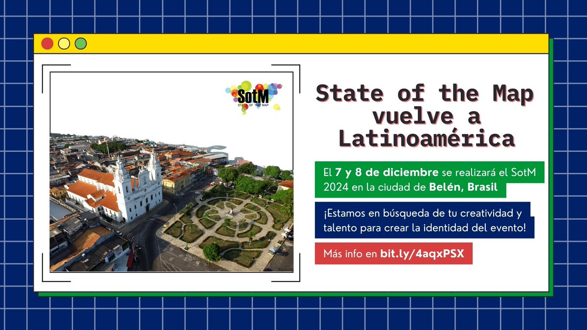 OSMLatam's tweet photo. Eres un diseñador que acepta retos?
Eres un mapeador que le entra al diseño?
Colabora con #OpenStreetMap Latam creando un logo para nuestro evento #StateoftheMap de este año!
Mas info en:

https://t.co/htdQEWAzQf https://t.co/giOVj0HlG9