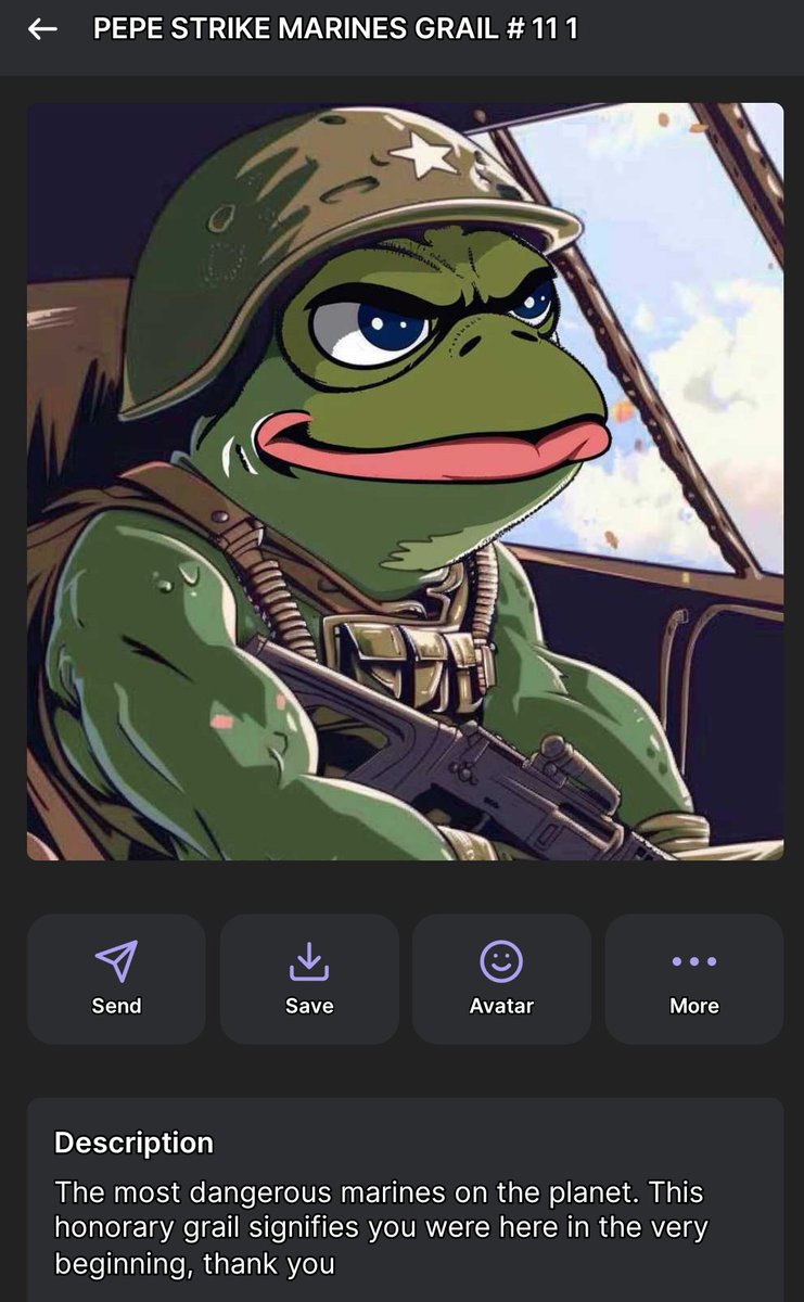 TheKerbsNFT's tweet photo. THE PEPE STRIKE MARINES ARE MINTING LATER TODAY

333 MARINES = .1 A PEICE

JOIN OUR TG FOR MORE INFO

https://t.co/hIUNpfmg7L https://t.co/A1YQpEDLhR