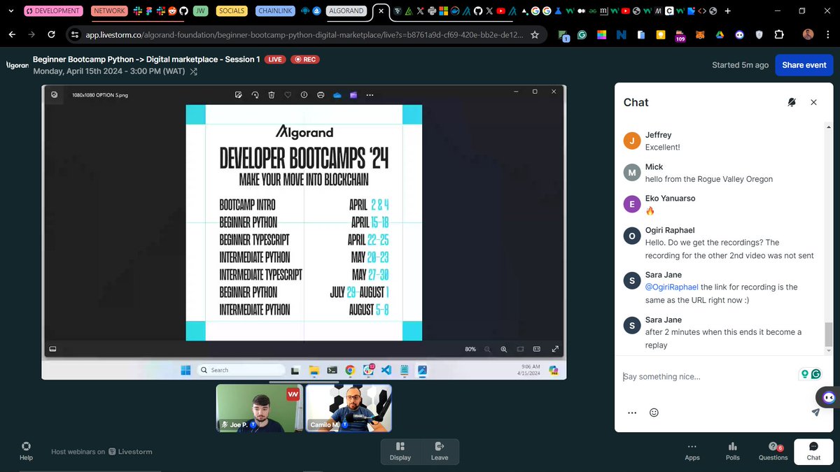 ghordwhin1's tweet image. On the first of the Intro #Python bootcamp #PythonOnAlgo @Camohe90 @joe_polny @algodevs @AlgoFoundation looking forward to another session tomorrow.