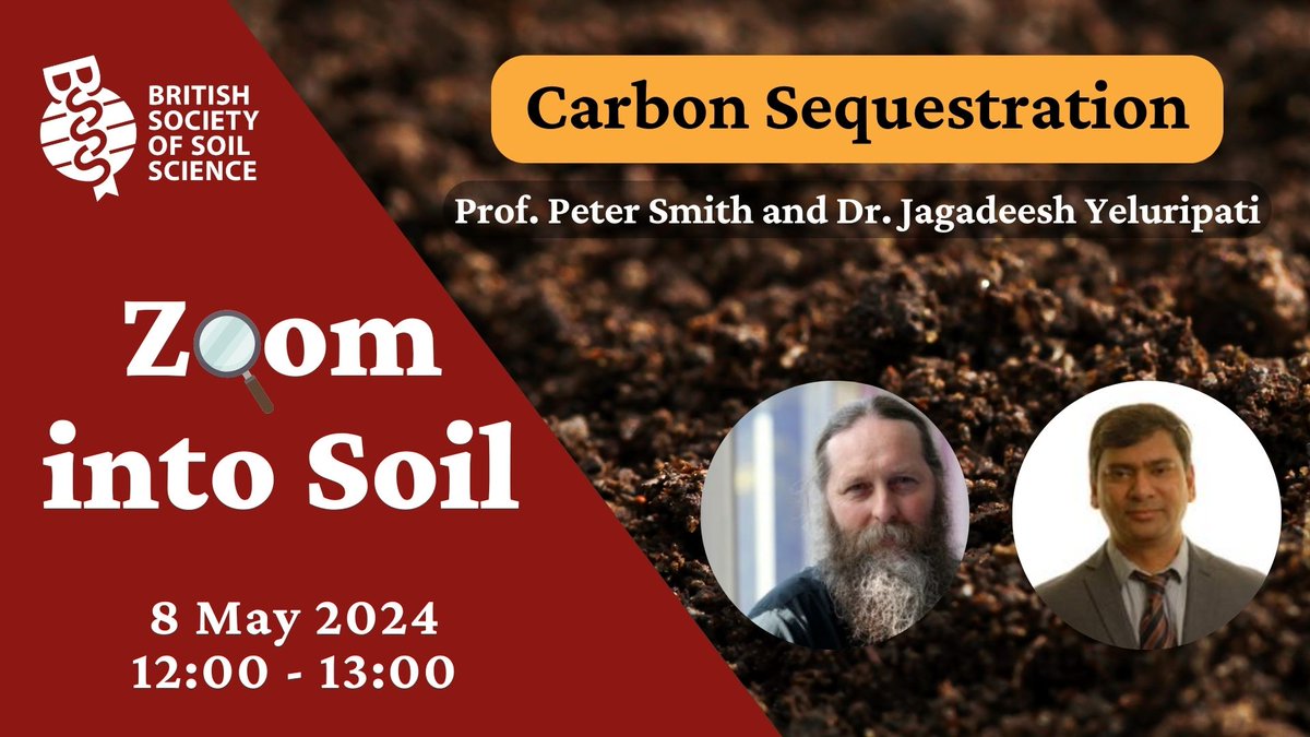 Soil_Science's tweet photo. 🔜 Zoom into Soil Webinar: Carbon Sequestration
📆Wednesday 8 May
🕛12-1pm (UK time)

Join Prof. Pete Smith, from @aberdeenuni, &amp; Dr. Jagadeesh Yeluripati, from @JamesHuttonInst, on our next webinar as they discuss carbon sequestration.

REGISTER FOR FREE: https://t.co/UkuuFliK0Y https://t.co/j4YvqcQwi9