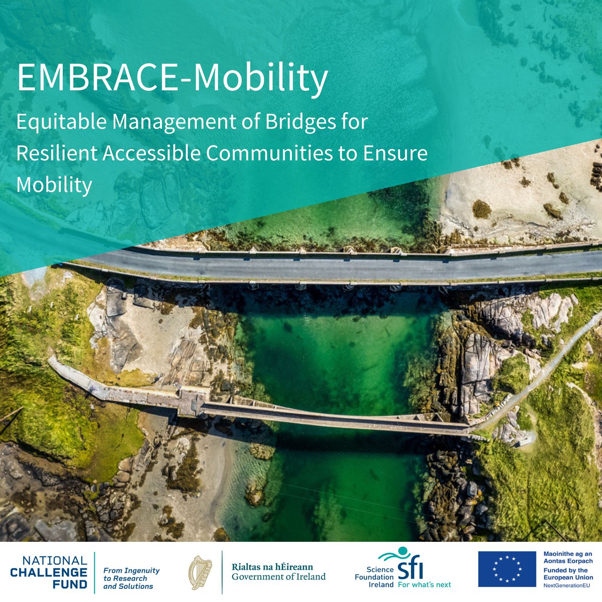 EMBRACE-Mobility, a #NationalChallengeFund project led by Dr Myra Lydon at @uniofgalway, aims to develop bridge decision support tools that are readily transferable across all transport networks. See here:sfi.ie/challenges/sus… #NextGenerationEU #TRA24 @atu_ie
