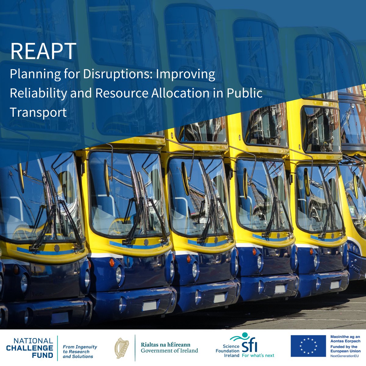 Nine #NationalChallengeFund projects will be on display at the @TRA_Conference today. Among them is ReAPT which seeks to improve the accuracy of the real-time information system for public transport. Read here:sfi.ie/challenges/fut… #NextGenerationEU #TRA24 @ucddublin @atu_ie