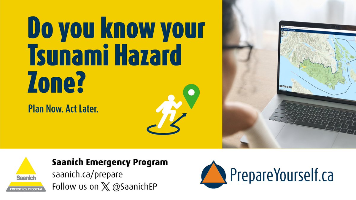 Tsunami Preparedness Week is underway! The shaking is your warning in #Saanich. If you're near the ocean & feel an earthquake, Drop, Cover & Hold On! Then move out of the tsunami hazard zone. Check out the Capital Region Interactive Tsunami Portal: …rmation-portal-bcgov03.hub.arcgis.com