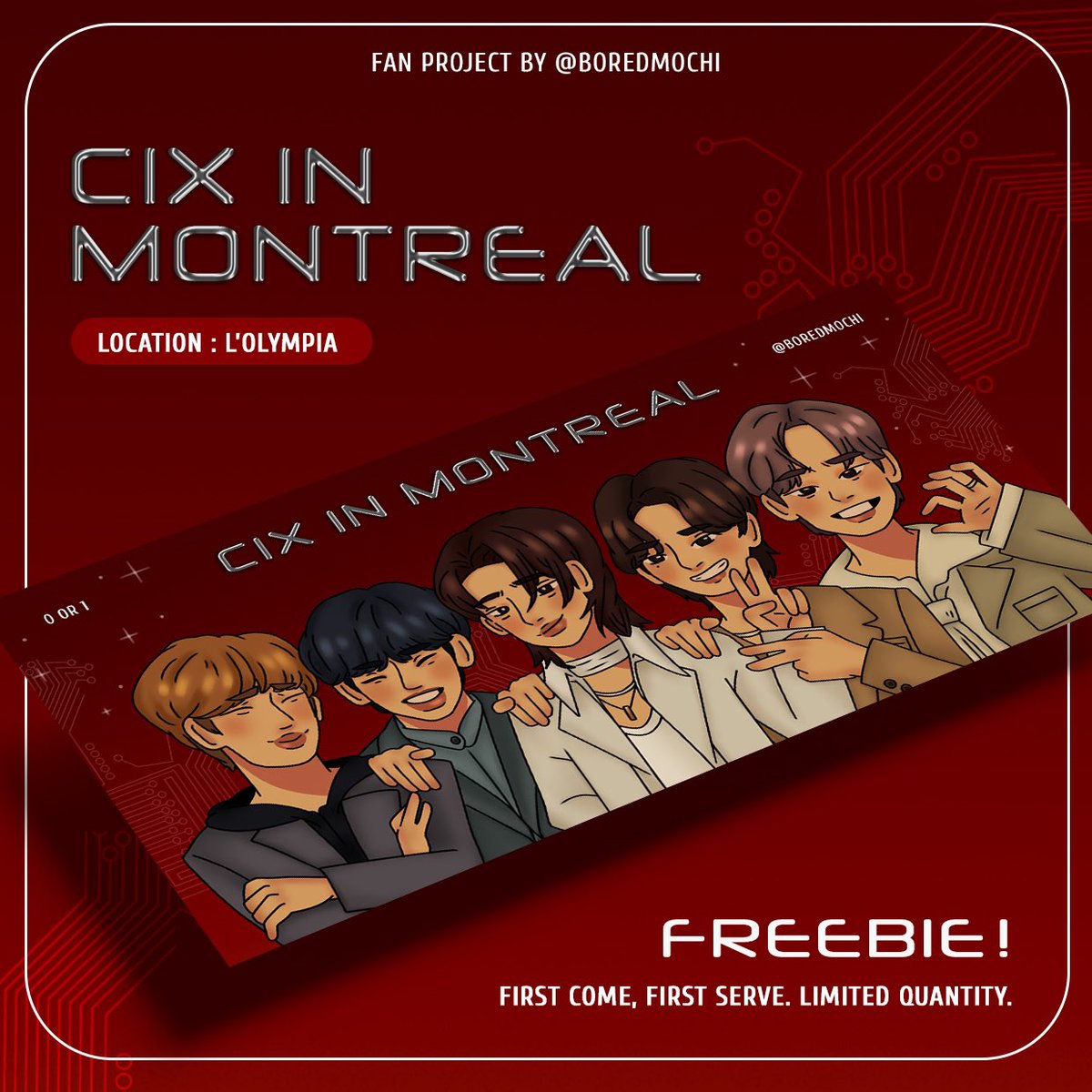 FANMADE PROJECT 🇨🇦

CIX 'BOOKMARK' FREEBIE
Location : L’Olympia, Montreal.

🗓️ More info to be announced.

First come, first serve.
LIMITED QUANTITY !

#CIXinMontreal
 @CIX_Official @CIX_twt
#CIX #씨아이엑스 #CIXinNorthAmerica #CIX3rdConcert #0_or_1 #0_or_1_inNORTHAMERICA