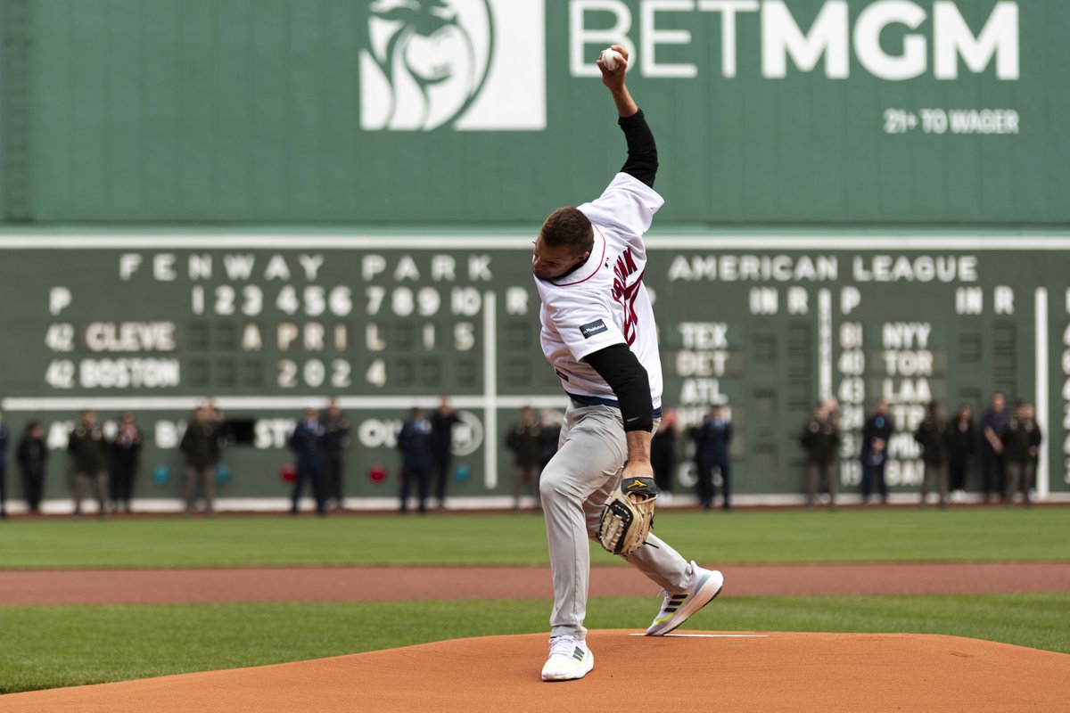 RedSox's tweet image. Ceremonial first GRONK SPIKE.