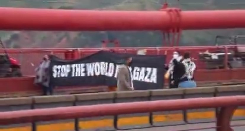 Protestors have successfully taken Northbound and Southbound lanes on the Golden Gate Bridge -mid span-as reported by California Highway Patrol (CHP). All lanes are blocked and there is no estimated time to reopen the roadway. STOP THE WORLD FOR GAZA.