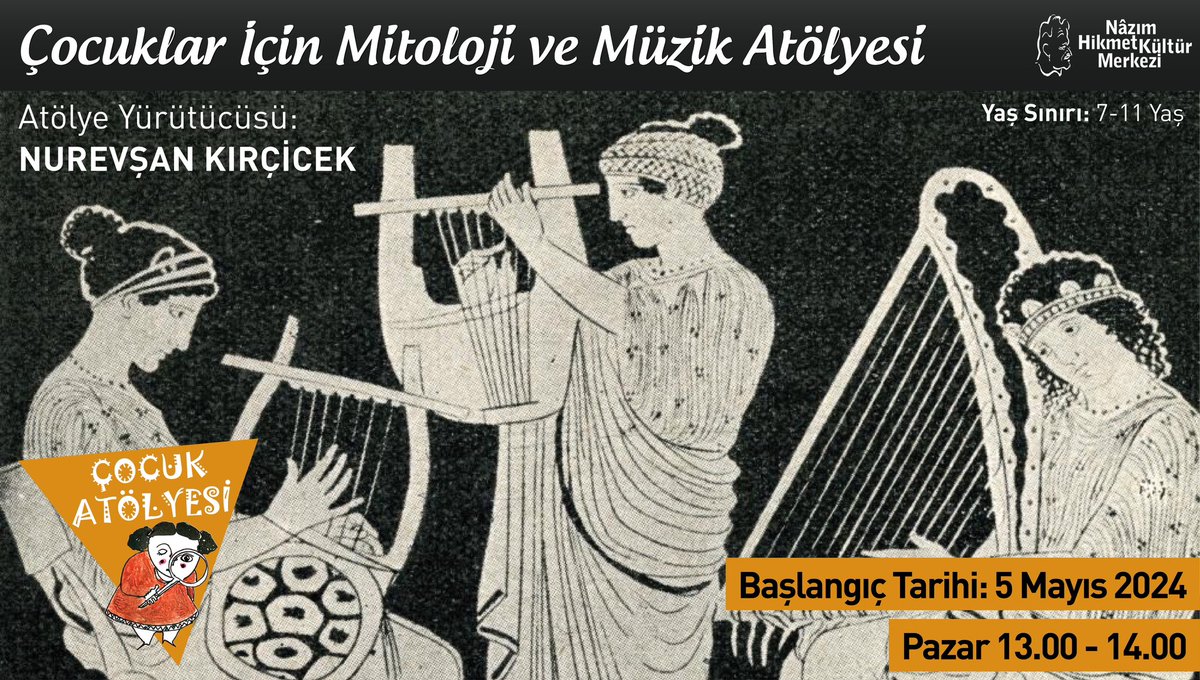 Çocuklar için Mitoloji ve Müzik Atölyesi Nurevşan Kırçiçek yürütücülüğünde 5 Mayıs’ta çalışmalarına başlıyor. ◾️Pazar 13:00-14:00 arası ◾️6 Hafta ◾️7-11 yaş Bilgi için: atolye@nhkm.org.tr 0216 414 22 39 #nhkm #kadıköy #atölye #çocukatölyesi #mitoloji #müzik #mitolojivemüzik