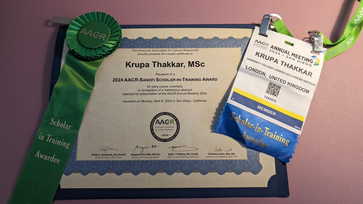 It was great being part of #AACR24 in San Diego! The conference showcased pioneering science. This was also the 2nd year I received the Scholar-in-Training award which was instrumental in facilitating my attendance - grateful for the recognition and opportunity to attend.