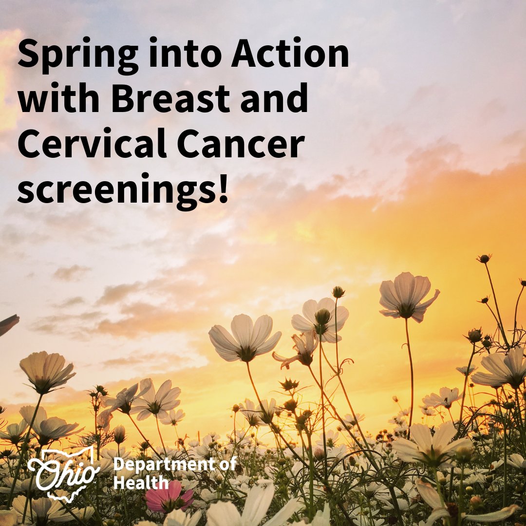 Spring into action and schedule breast and cervical cancer screenings! The Ohio Breast and Cervical Cancer Project offers no-cost screenings to eligible participants. Find a clinic near you 👉🏽 bit.ly/3HYe5JL.