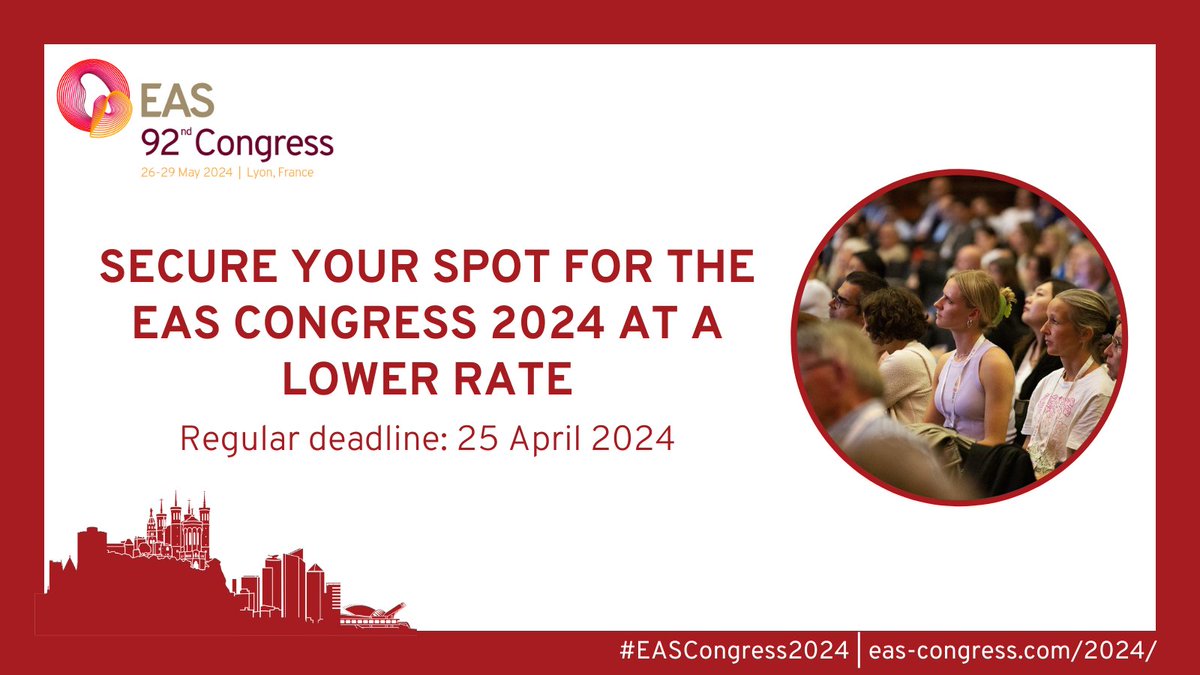 ⏳ The regular registration deadline for the #EASCongress2024 is approaching on April 25th. Secure your spot now and join us in Lyon for engaging discussions and valuable networking opportunities in cardiovascular research. Register today ➡️ bit.ly/49BsIOz