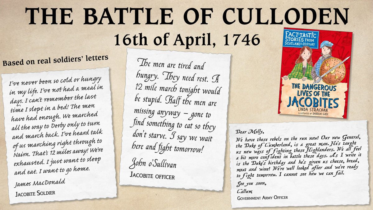 #OnThisDay 16th of April 1746, Bonnie Prince Charlie and the Jacobites took their last stand at the Battle of Culloden. Discover The Dangerous Lives of the Jacobites through the eyes of siblings Rob and Aggie in this fact-tastic story by @StrachanLinda. bit.ly/3UfP7g0