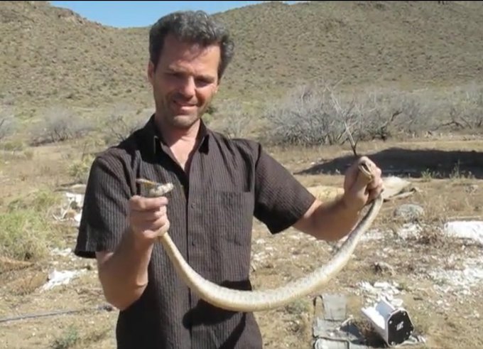 In 2014, Kenny Veach (snakebitmcgee on YouTube) claimed he had found a strange cave while hiking in the Mojave desert.    

In one of his videos, he said:  "The entrance to the cave was shaped like a perfect capital M. I always enter every cave I find, but as I began to enter