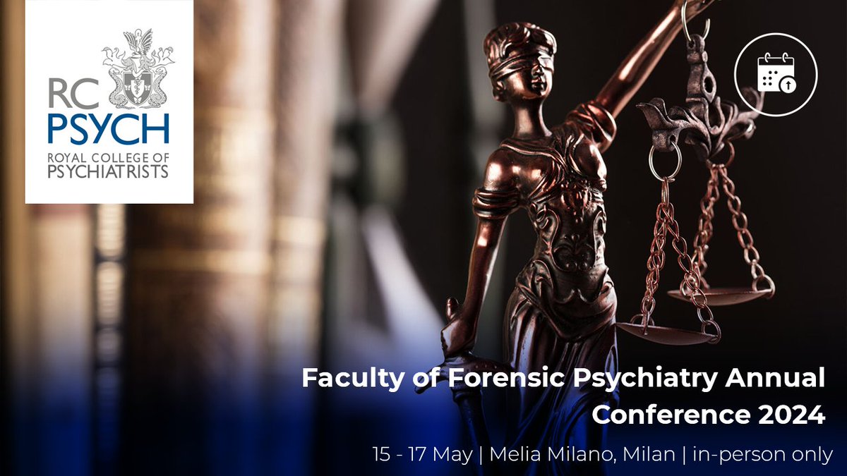 Last chance to book! Join us at the Faculty of Forensic Psychiatry Annual Conference 2024 in Milan on 15 - 17 May. View the programme and register here: rcpsych.ac.uk/events/confere…