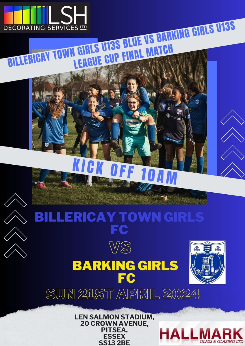 The u13s have made the League Cup final this coming Sunday…..come down and show your support for the girls 💙💪⚽️  #essexcountygirlsleague #cupfinal #footballl #barkinggirls #u13s #matchdays #girlsfootball #Londonfa #winners