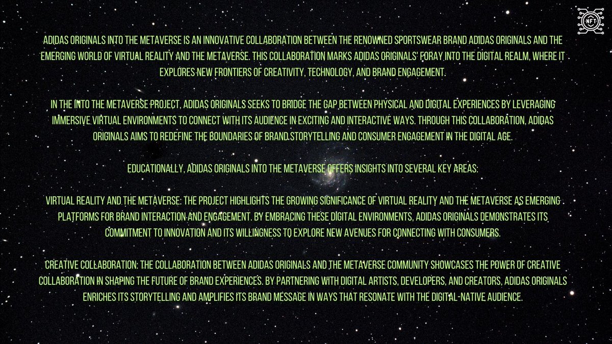 MetaObs_io's tweet photo. adidas Originals
Date of launch: Dec 2021
Creator: adidas
Number: 10,000
Link to the OpenSea: https:https://t.co/9zrScgS6cY
Link to the Website:https:https://t.co/VwJzAjEbk1
#IntoTheMetaverse #adidasOriginalsย
@adidasnftdrops @phara_eth @dearnostalgia_ https://t.co/OLsaJ2AB6B