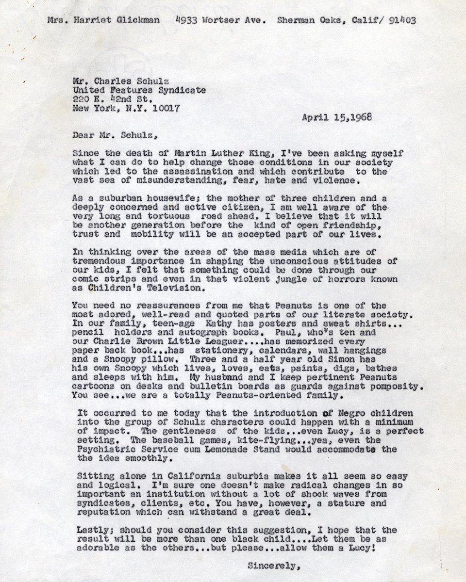 The friendship between Franklin Armstrong and Charlie Brown started with a letter. On this day in 1968, a schoolteacher named Harriet Glickman wrote to Peanuts cartoonist Charles Schulz asking him to add a Black character to his comic, marking the beginning of Franklin’s story.