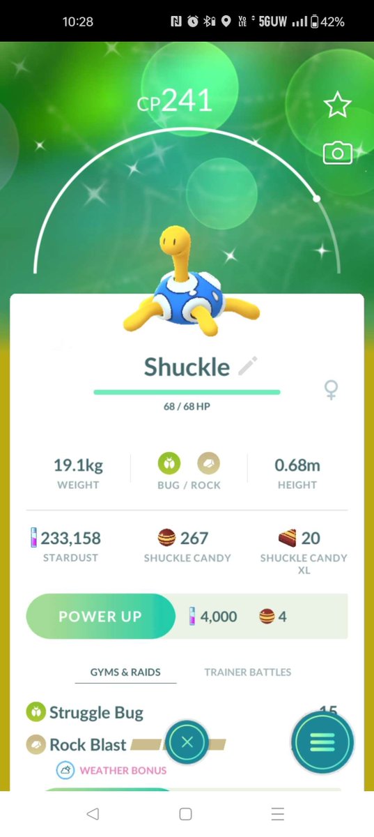 Got a shiny bois! don't Fuckle with the shuckle! i mean she won't do much... but like. itll take forever to die... so just don't even waste yer time.