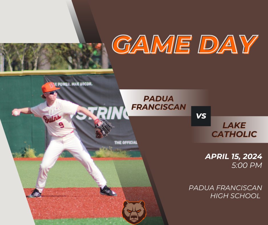 Game Day! The Bruins will host The Lake Catholic Cougars at 5:00 at home to kick off Crown Conference Play.