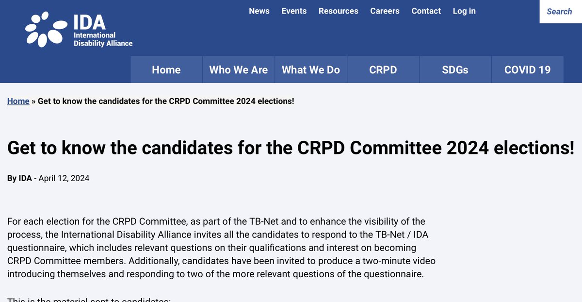 #CRPDNow! #CRPDElections2024 at #COSP17! Get to know the candidates at internationaldisabilityalliance.org/blog/get-know-…! For now, we received 2 videos and 4 written responses to questionnaires out of 16 candidates! Looking forward to more contributions!