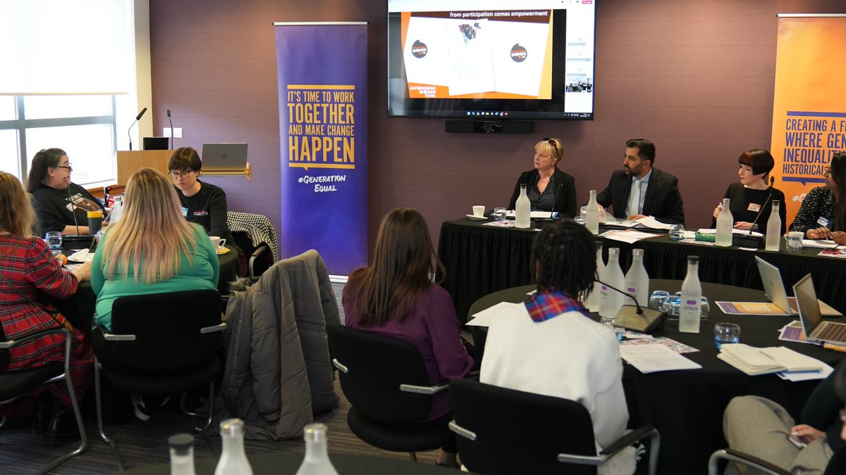 ScotGovFM's tweet photo. First Minister @HumzaYousaf and DFM @ShonaRobison met with @NACWGScot and the #NACWG Empowering Women panel to discuss the impact of the cost of living crisis on women.

@ScotGov is committing £6.3 billion for benefits to increase direct support for people who need it the most. https://t.co/AbDOZEPYlB