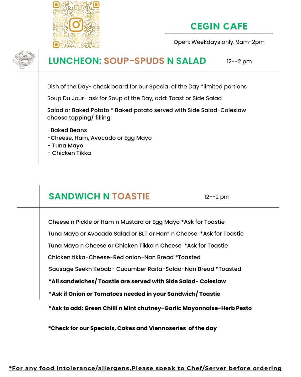 New menu.