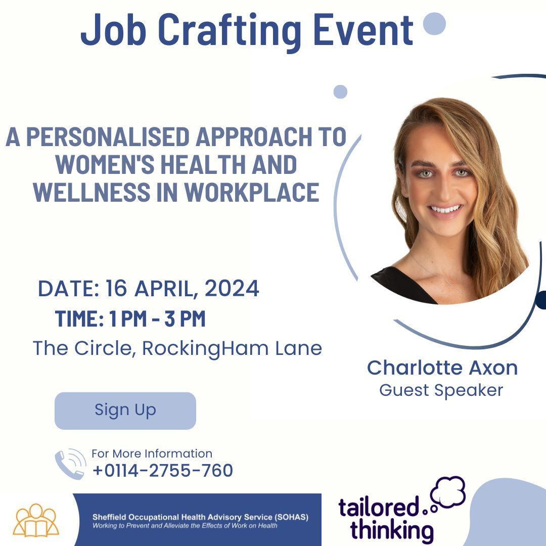 Last chance saloon!

TOMMOROW, Charlotte with be exploring job crafting for women's health in partnership with @SOHASHealth, and if you haven't registered for this in-person event you're missing a trick.

Secure your place below ⏰

#JobCrafting #WomensHealth #EmployeeWellbeing