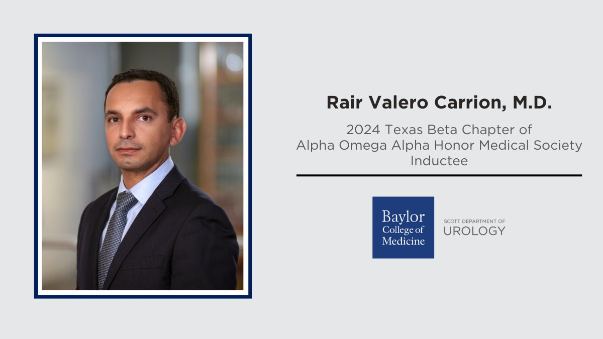 Join us in congratulating, Dr. Rair Valero Carrion (PGY-5) on his induction into the Texas Beta Chapter of Alpha Omega Alpha Honor Medical Society!

#BCMUrology #BCMHouston