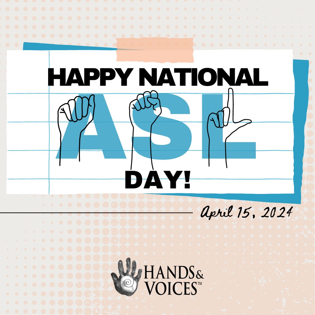 HandsandVoices's tweet photo. Today is National ASL Day! How will you celebrate?
[Happy National ASL Day, April 15 2024 from Hands &amp; Voices] https://t.co/5gxPr29ITH