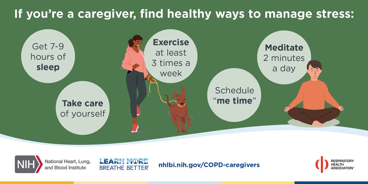Caregivers, the work you do is appreciated. Remember to take care of yourself, too! During #StressAwarenessMonth, try some healthy ways to help manage stress, like getting 7-9 hours of sleep and scheduling 'me time.'