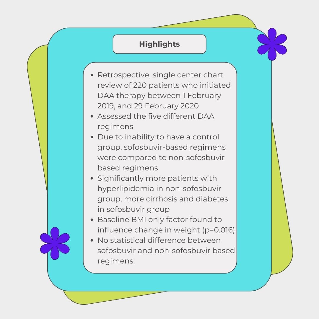 Do direct acting antivirals (DAA) increase weight gain? Check out this article by Nkwocha et al! #ManuscriptMonday doi.org/10.1177/135965…