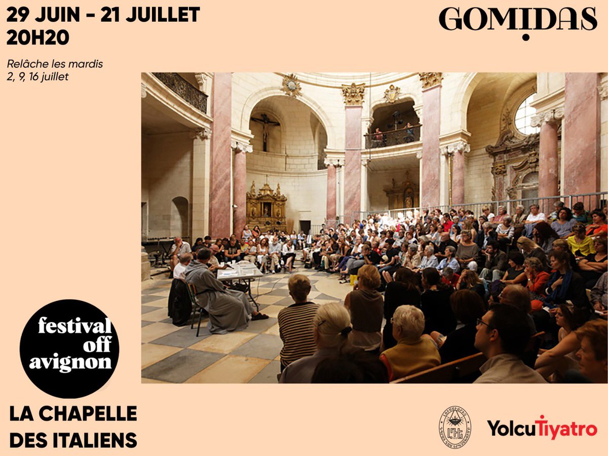 Gomidas Avignon Tiyatro Festivalinde🎭🎼 Yolcu Tiyatro yapımı Gomidas, teatrİNO ortaklığıyla 29 Haziran-21 Temmuz tarihleri arasında La Chapelle des italiens’de 20 kez sahnelenecek. #LusavoriçKorosu #Tiyatro #Müzik @ifturquie teşekkürler.