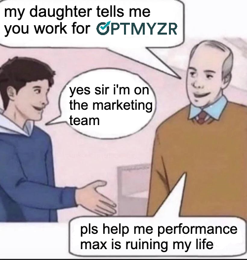 Optmyzr's tweet image. tell your negative keyword lists that you love them 😭

#ppcchat #googleads #performancemax