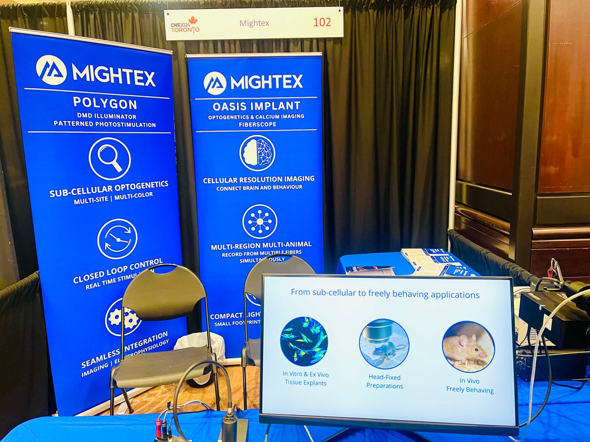 mightexsystems's tweet photo. Day 3 of #CNS2024 is well underway! For all things preclinical imaging and optogenetics stop by booth # 102 to meet the #Mightex team to discuss our solutions! https://t.co/Th1FRtoZo6