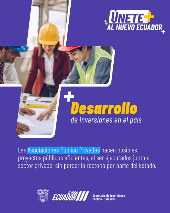 secretariaipp's tweet photo. #ÚneteAlNuevoEcuador 🇪🇨 para desarrollar más inversiones en el país, que hagan posibles proyectos públicos eficientes, al ser ejecutados junto al sector privado. https://t.co/jAAmTZwPEd