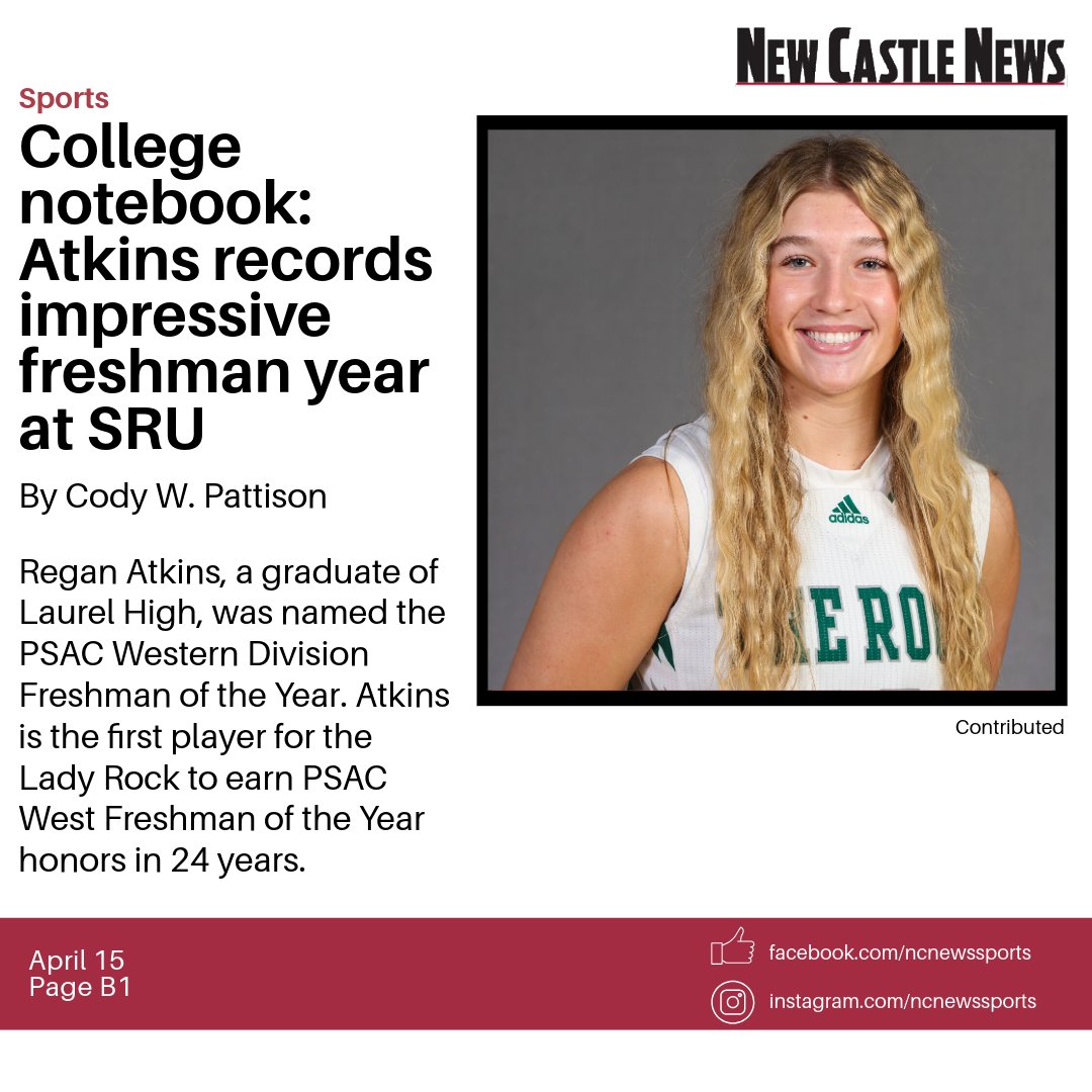 College notebook: Regan Atkins, a graduate of Laurel High, was named the Pennsylvania State Athletic Conference Western Division Freshman of the Year. ncnewsonline.com/sports/local_s…