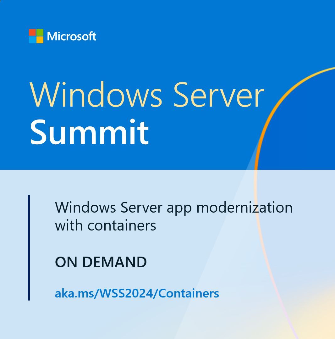 wiredcanuck's tweet photo. Windows Server app modernization with containers - Containers can boost efficiency, simplify deployment, and maximize resource utilization for Windows Server applications.
https://t.co/4hq710zQBv
#WSS2024 #Itpro #winserv #WindowsServerInsider #Winserv #Hyperv #WindowsServer https://t.co/Qhdx0JuiI8