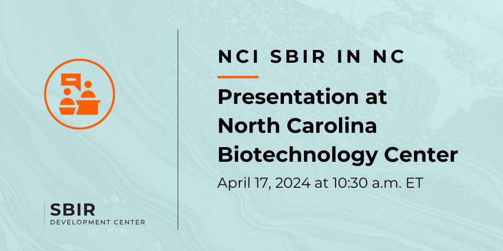 Are you a #Biotech innovator in North Carolina? Join NCI #SBIR for an information session on the resources and funding you can use to advance your project toward commercialization. sbir.cancer.gov/events/northca…