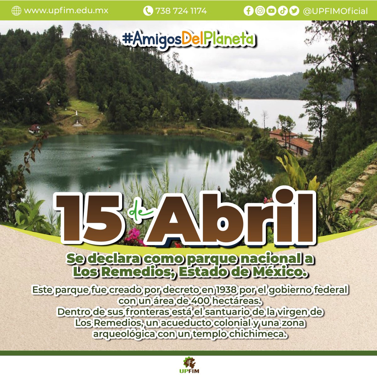 El sitio fue un observatorio Azteca. Ofrece distintos servicios ambientales incluyendo la captación del agua, y además es un pulmón para el Valle de México.

#AmigosDelPlaneta #NaturalmenteUPFIM
#Agenda2030 #QueNadieSeQuedeAtrás