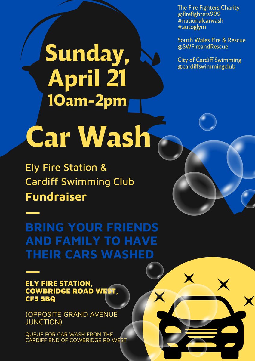 Come and get your car washed, and support @CardiffSwimClub at the same time!