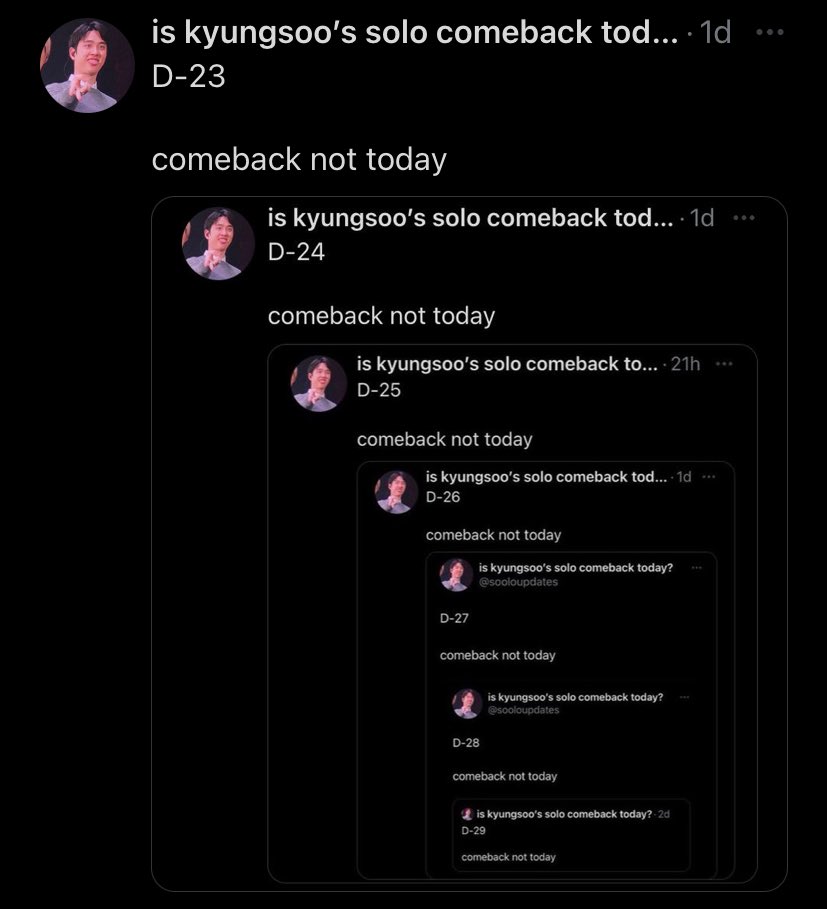 sooloupdates's tweet photo. D-22

comeback not today https://t.co/yLHPsvYID7