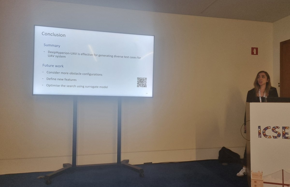 <a href="/zohditara/">Tahereh Zohdinasab</a> talking about the  DeepHyperion-UAV testing tool participating at the CPS-UAV testing tool competition at <a href="/sbftworkshop/">SBFT 2025</a> 

#UAV #Testing <a href="/ICSEconf/">ICSE</a>