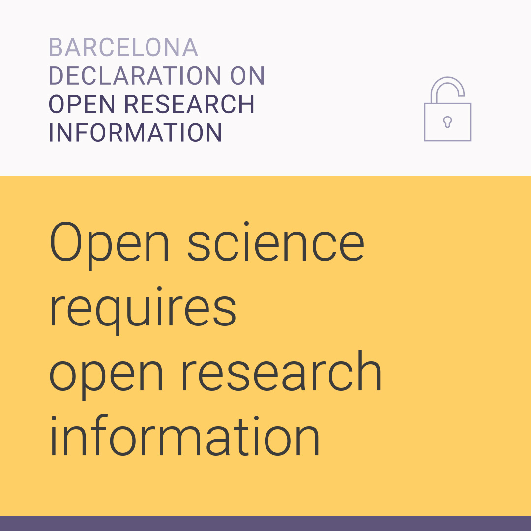 Tomorrow at 10:00 CEST! Launch of the Barcelona Declaration on Open Research Information barcelona-declaration.org #barcelonadeclaration #openscience