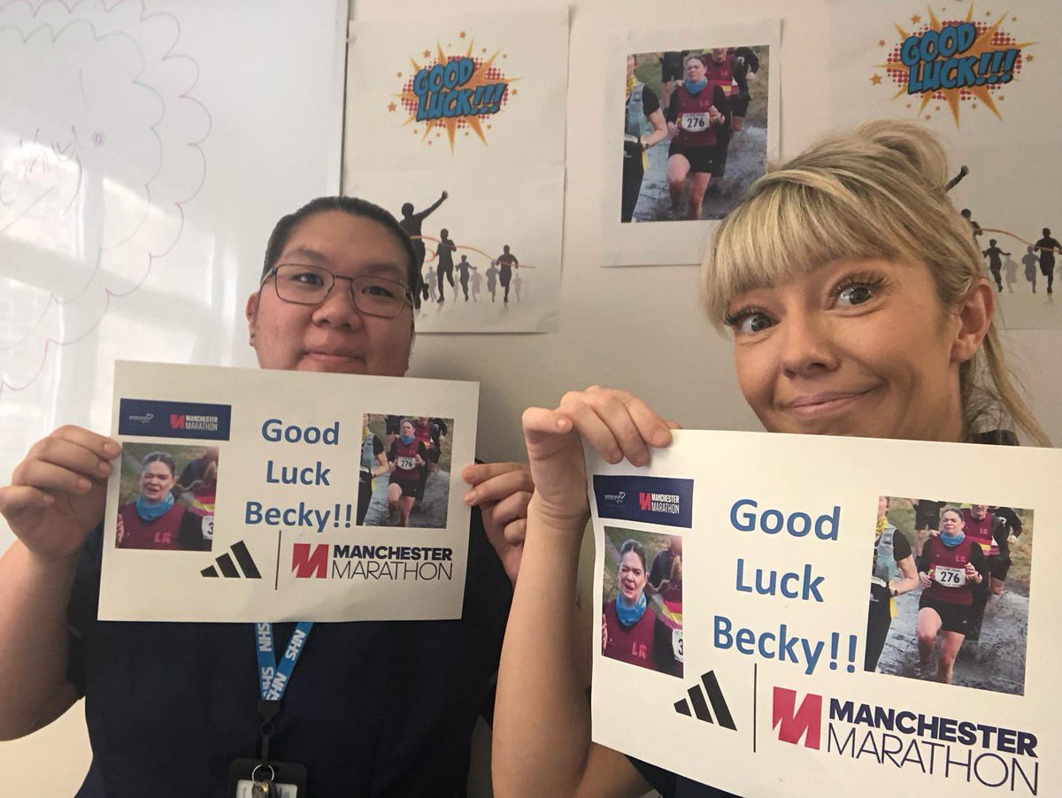 rlmorris_'s tweet photo. Kat and Kris showing me some love from NMGH! Thank you to all my colleagues for their patience over the last 12 weeks hearing about my training and watching me carb load without too much judgement!! @MFTPainService https://t.co/HyAq5zZd4k